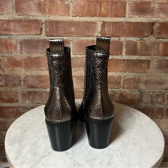 Steve Madden Black & Pink Snakeskin Silver Metallic Ankle Boots -Size 10 -SH01 - Picture 4 of 9